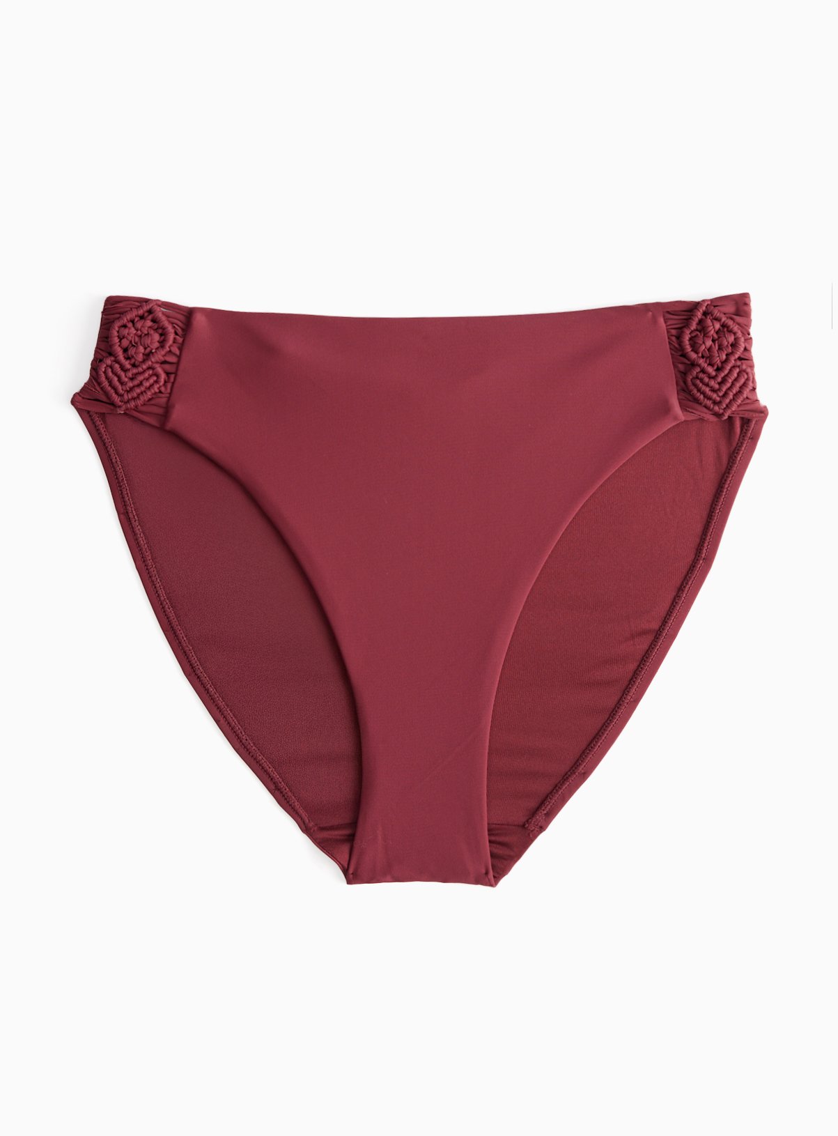 Berry Red Macrame High Waist Bikini Bottoms 10 - Image 3 thumbnail